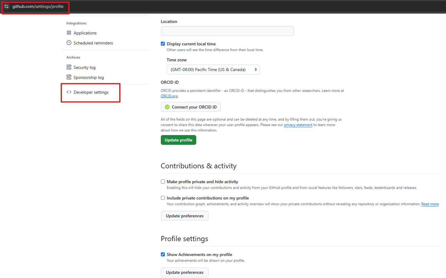 GitHub Settings → Developer settings